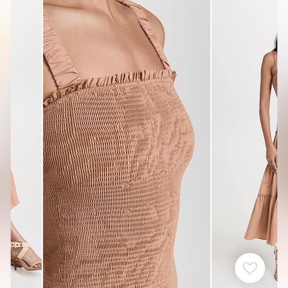 NWT Cinq à Sept Rina Smocked Tiered Midi Dress in Sahara - Picture 7 of 13